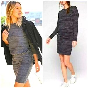 Athleta Avenues Gray Ruched Blouson Athletic Sporty Dress